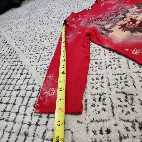 Studio Gem Christmas Holiday Shirt 3/4 Sleeves Santa Sleigh & Reindeer - Picture 7 of 9